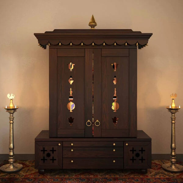Handmade large pooja mandir with door 42-16-68 inches in AU 2 wooden mandir