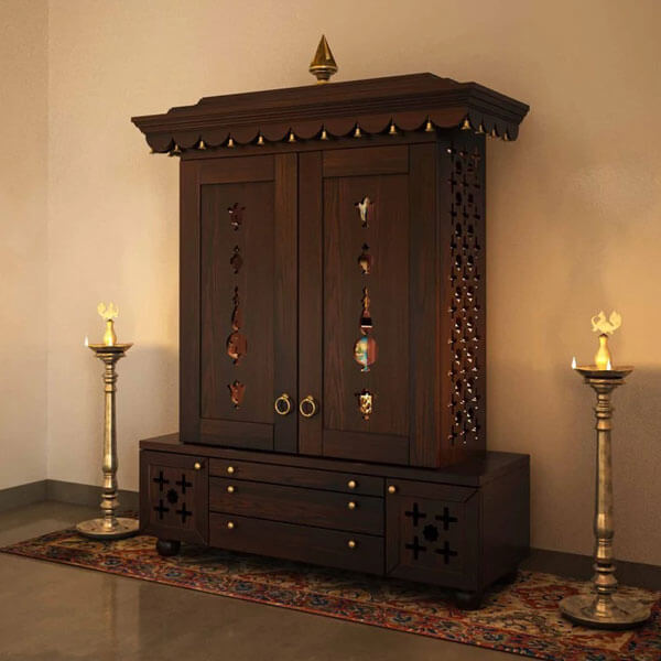 Handmade large pooja mandir with door 42-16-68 inches in AU 3 mandir for home
