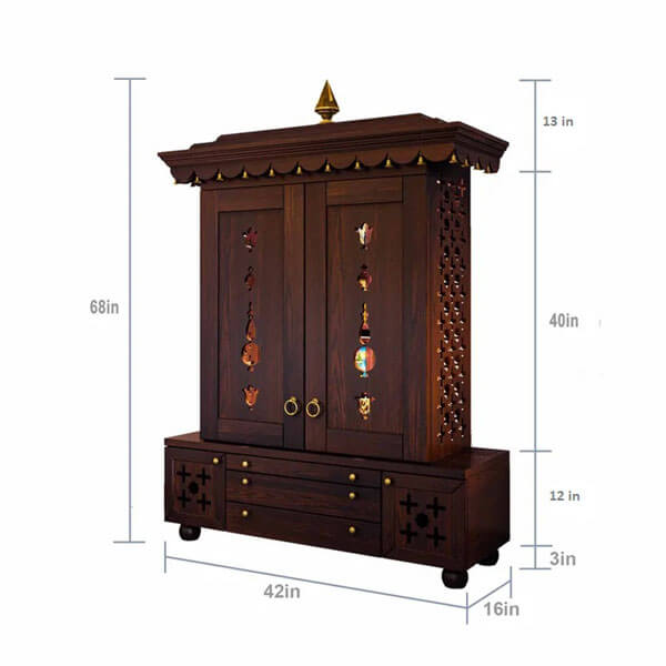 Handmade large pooja mandir with door 42-16-68 inches in AU 4 pooja ghar