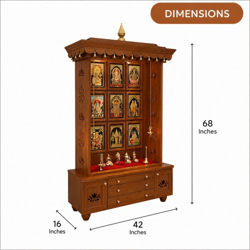 Wooden Pooja Mandir for Home 42-16-68 inches in Australia 5 wooden-pooja-mandir